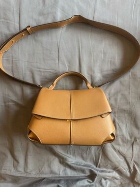 Polene Structured Top-Handle Satchel - Camel/Tan
